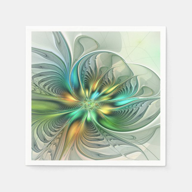 Guardanapo De Papel Colorful Fantasy Modern Abstract Flower Fractal (Frente)