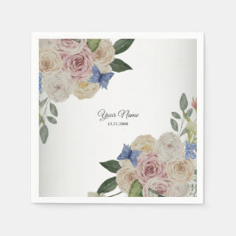 Guardanapo De Papel Colorful Floral Blue Butterfly Green Wedding Party