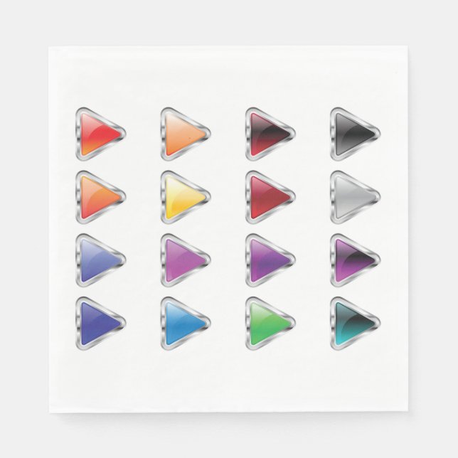 Guardanapo De Papel Colorful Glossy Metal Play Buttons (Frente)
