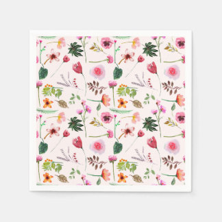 Guardanapo De Papel Colorful spring flowers watercolor pattern