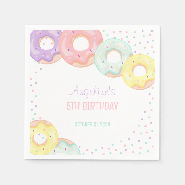 Guardanapo De Papel Colorful Sprinkle Donuts Kids Birthday (Frente)