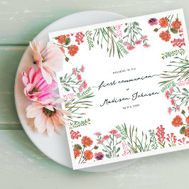 Guardanapo De Papel Colorida Flor Selvagem Primeira Comunhão Sagrada