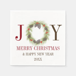 Guardanapo De Papel Colorida JOY Wreath Personalizada Holiday Napkins