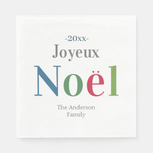 Guardanapo De Papel Colorida Joyeux Noel Natal Francês