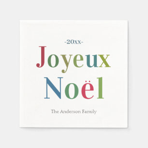 Guardanapo De Papel Colorida Joyeux Noel Natal Francês