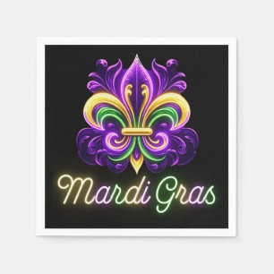 Guardanapo De Papel Colorida Neon Mardi Gras Fleur de lis