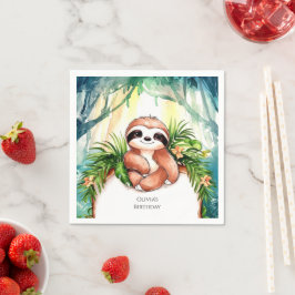 Guardanapo De Papel Colorida Pastel Sloth Aniversário