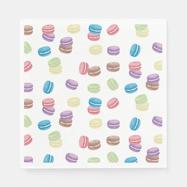 Guardanapo De Papel Colorida Pastel Watercolor Macarons Franceses (Frente)