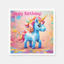 Colorida Pinata Birthday Paper Napkins da Unicorn