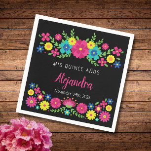 Guardanapo De Papel Colorida Quinceañera Flores mexicanas Papel Napkin