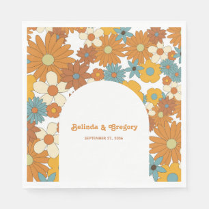 Guardanapo De Papel Colorida Retro Flowers Casamento em Arco dos anos