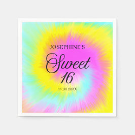 Guardanapo De Papel Colorida Tie Dye Pastel Boho 16º Aniversário