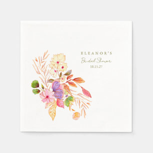 Guardanapo De Papel Colorida Watercolor Floral Brunch Chá de Borracha