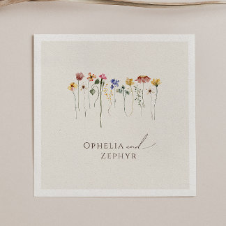 Guardanapo De Papel Colorida Wildflower | Beige Wedding Napkins
