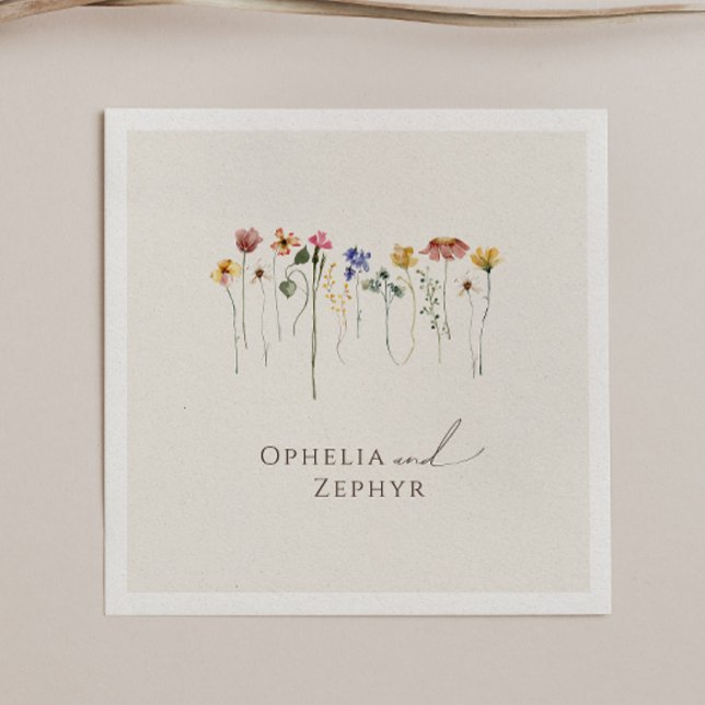 Guardanapo De Papel Colorida Wildflower | Beige Wedding Napkins (Criador carregado)