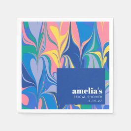 Guardanapo De Papel Colorido Abstract Marmore Azul Chuveiro de Noiva P