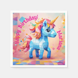 Guardanapo De Papel Colorido Aniversário de Unicórnio Pinata