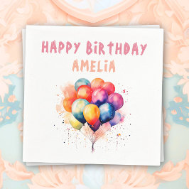 Guardanapo De Papel Colorir Balões Crianças Feliz Festa de Aniversário