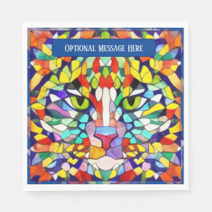 Guardanapo De Papel Colorir Face De Gato Caleidoscópio - Adicionar Sau