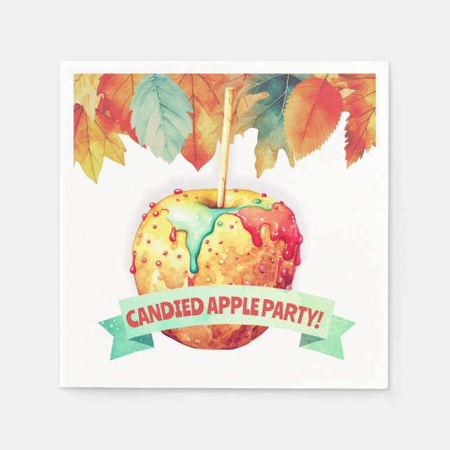 Guardanapo De Papel Colorir Fall Autumn Canded Apple Party (Frente)