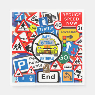 Guardanapo De Papel Colourful Road Signs Collage Birthday Party Napkin
