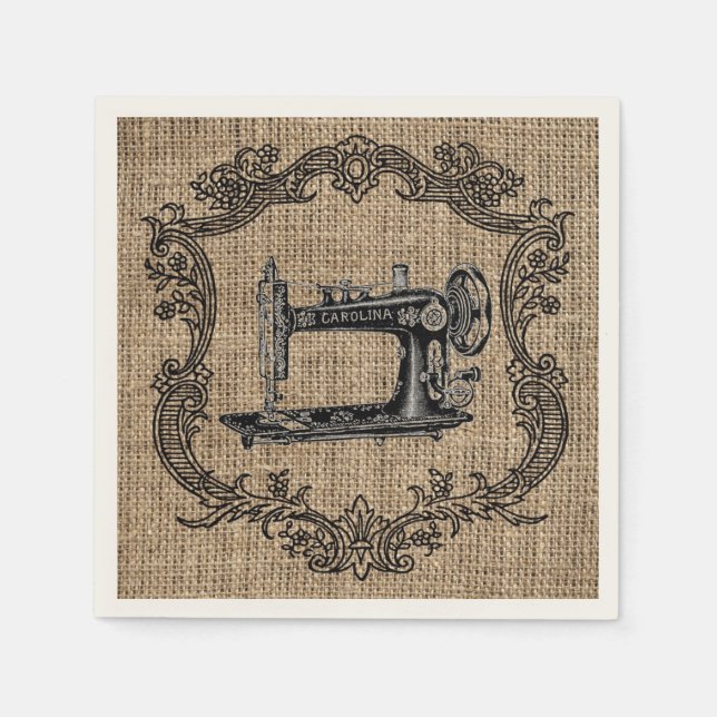 Guardanapo De Papel Coluna Vintage Sewing Machine (Frente)