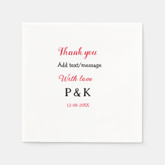 Guardanapo De Papel Com amor adicione o nome do casal obrigado que voc