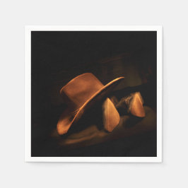 Guardanapo de papel com chapéu e botas de cowboy o