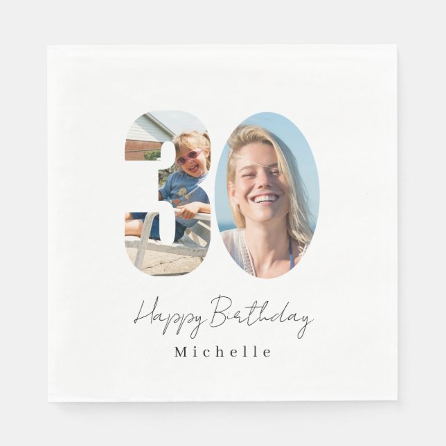 Guardanapo de papel com foto personalizada para 30 (Frente)