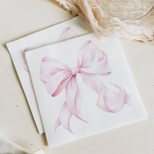 Guardanapo de papel com laço rosa minimalista