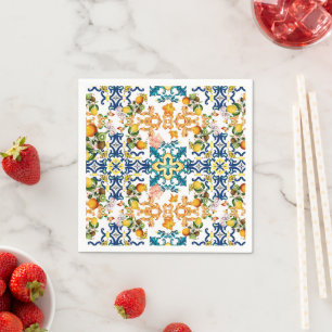 Guardanapo de Papel com Padrão Mediterrâneo de Azu