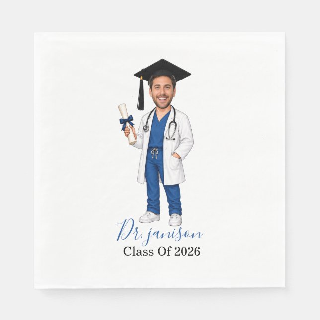 Guardanapo de papel com rosto de graduado médico p (Frente)