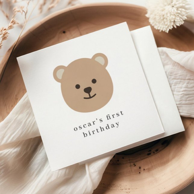 Guardanapo de papel com rosto de ursinho (Teddy Bear Face Paper Napkin)