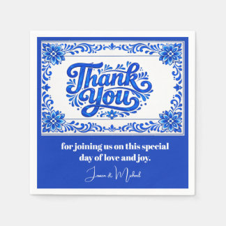 Guardanapo De Papel Com texto Azul & Limone Romance Azul Azulejo