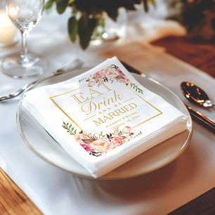 Guardanapo De Papel COMA a bebida e seja ouro floral chique elegante
