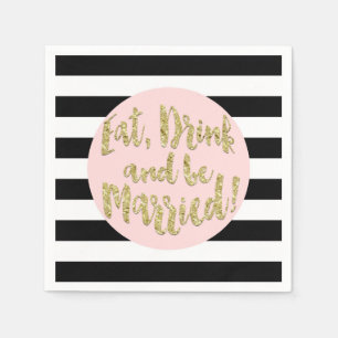 Guardanapo De Papel Coma, Beba E Se Case! Casamento Faux Gold Foil