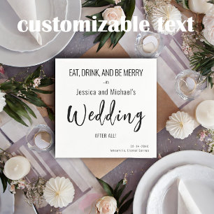 Guardanapo De Papel 💍 Coma, beba... Elegante Minimalista de Casamento