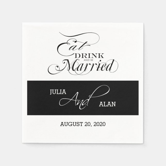 Guardanapo De Papel Coma, Beba, Seja Casado Papel De Casamento Napkins (Frente)