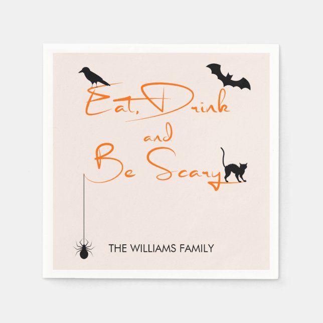 Guardanapo De Papel Coma Bebida e seja assustador com papel de Dia das (Frente)