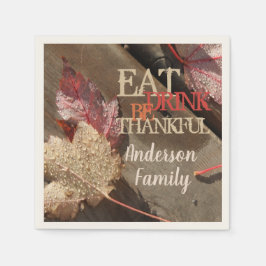 Guardanapo De Papel Coma Bebida Seja Graças À Ação De Graças Da Famíli