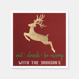 Guardanapo De Papel Coma Bebida Seja Uma Reindedora Dourada Feliz Bran