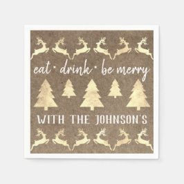 Guardanapo De Papel Coma Bebida Seja Uma Reindeer Dourada De Feliz Bro