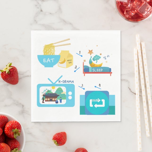 Guardanapo De Papel Coma o sono K-Drama e repita (Insitu)