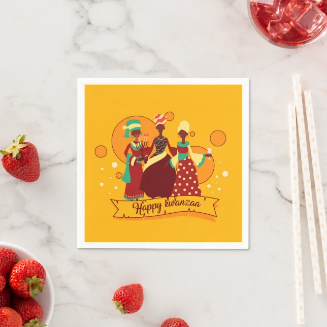 Guardanapo De Papel Combinação de Happy Kwanzaa 3 Damas Coquetel Amare (Insitu)
