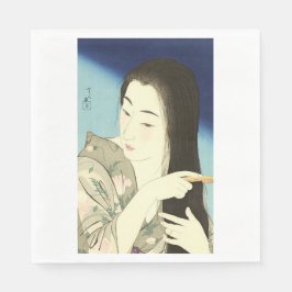 Guardanapo De Papel Combing Her Hair (Bela Mulher Asiática) (Kotondo)