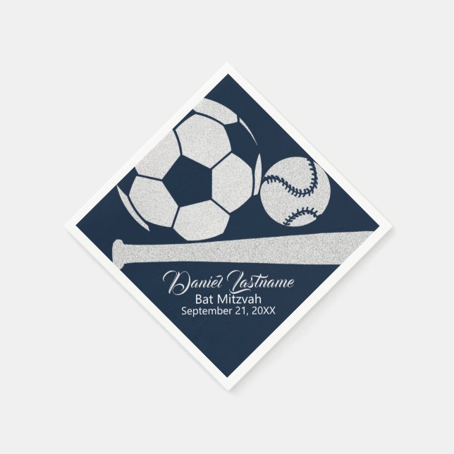 Guardanapo De Papel Combo Esportivo Baseball Futebol Mitzvah Silver (Canto)
