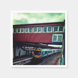 Guardanapo De Papel Comboio azul claro, debaixo da ponte