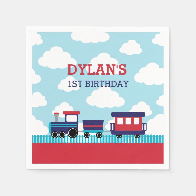 Guardanapo De Papel Comboios Nápoles (Marinho e Vermelho) - Aniversári (Frente)