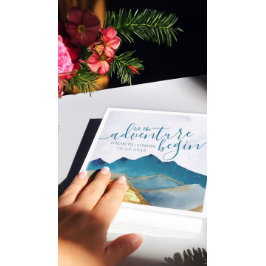 Guardanapo De Papel Começar a Aventura Casamento Montanha Azul Dourada