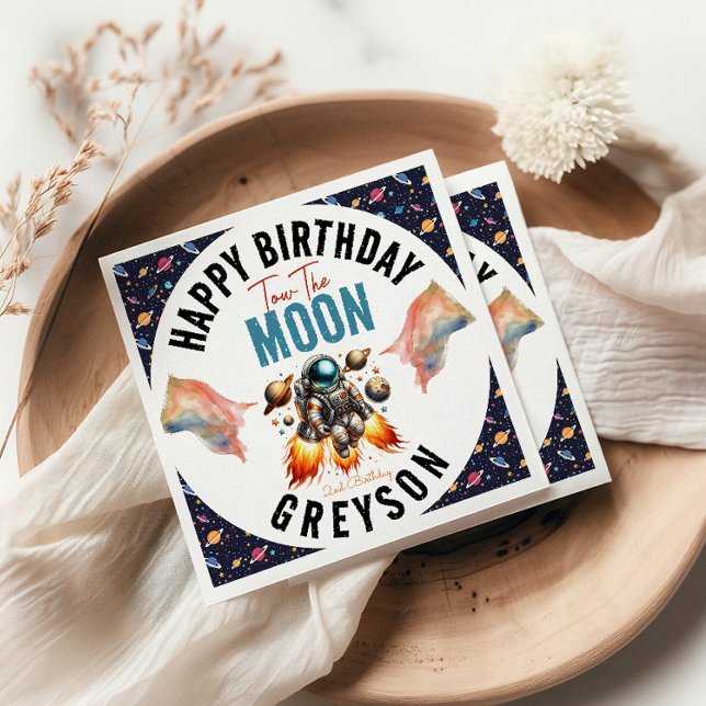 Guardanapo De Papel comece com o espaço segundo aniversário da lua (Criador carregado)
